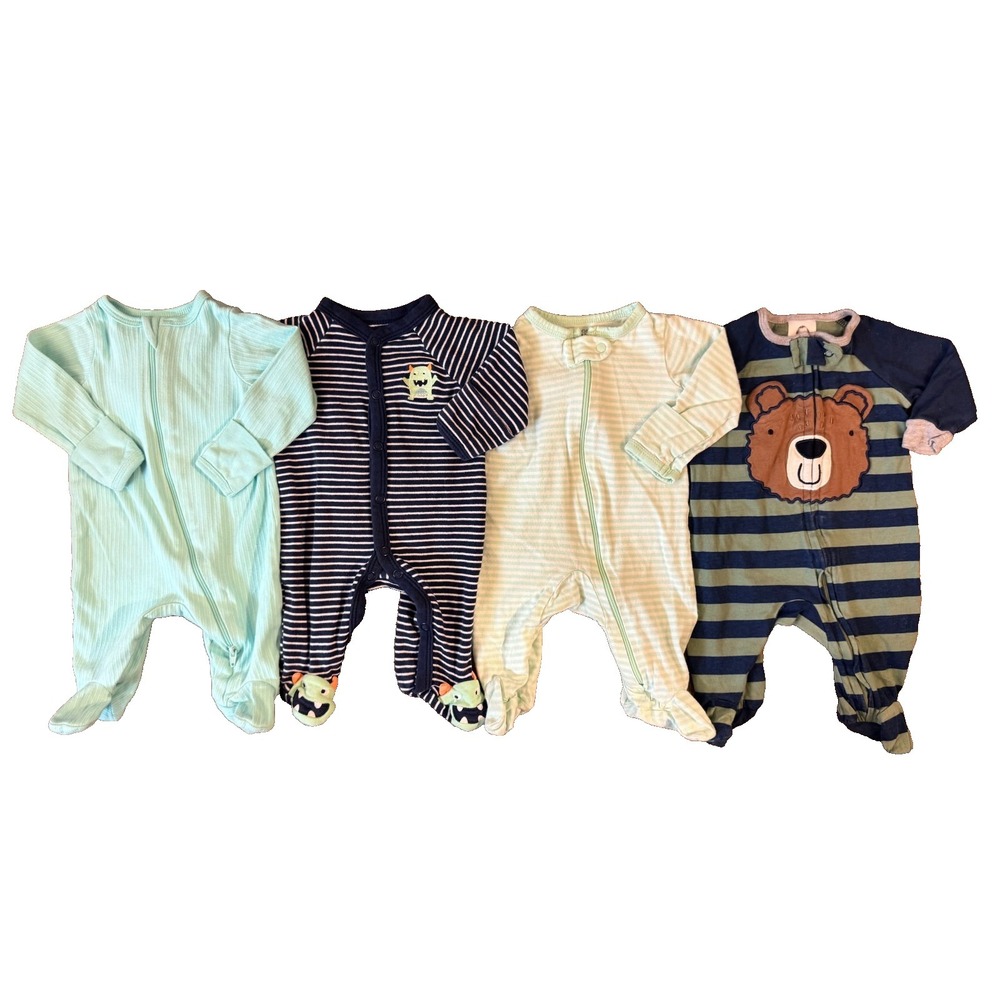 Baby Clothes Bundle Newborn Boy Sleepers Clothes Lot Sleep N Play Footies Stripe